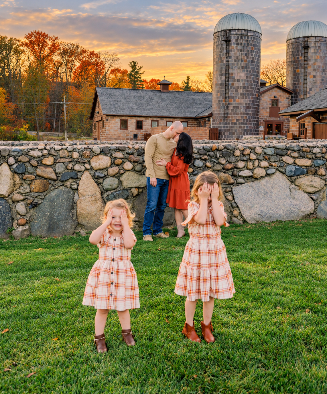 Peekaboo girls at golden hour